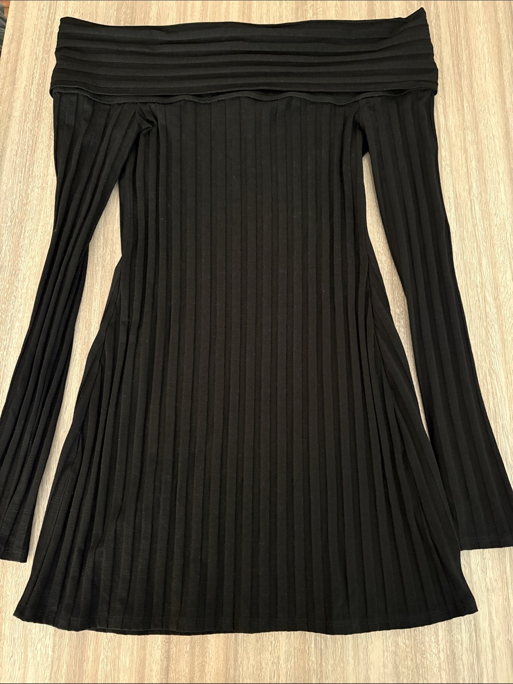Reformation Off Shoulder Long Sleeve Ribbed Dress Women Large Bodycon Black - Picture 4 of 6